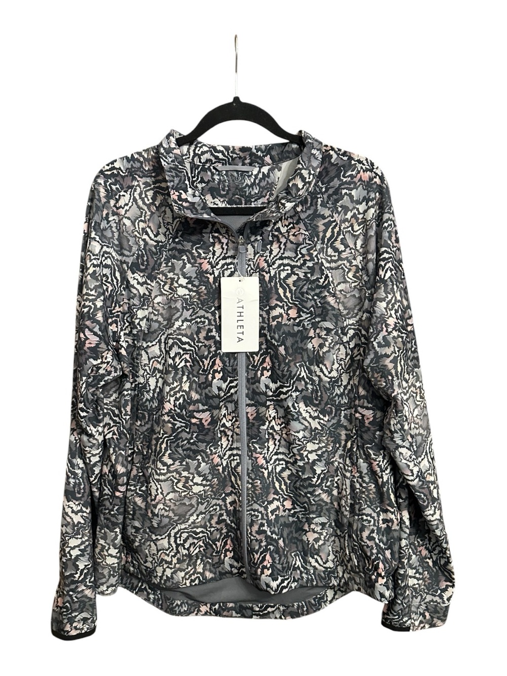 NWT Athleta Run With It Jacket Wmns XL Geometric Artsy Gorpcore Full Zip $139